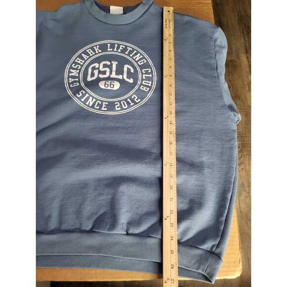 Gymshark Women's Medium Crewneck Lifting Club Graphic Sweatshirt Blue Thick - Picture 5 of 6
